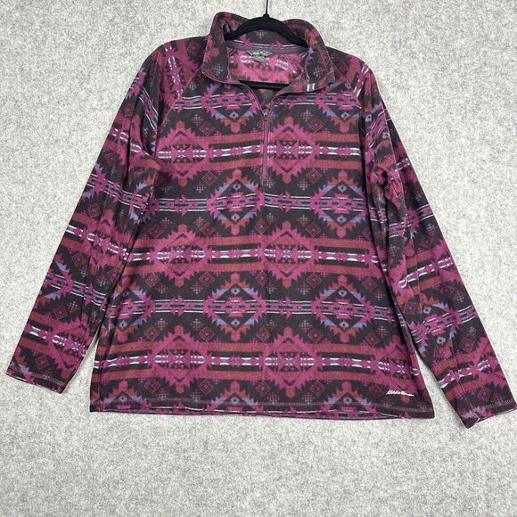 Eddie Bauer Tops - Eddie Bauer Aztec Fleece Pullover Top Womens 2XL 1/4 Zip Western Hiking Colorful